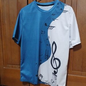 Blue and White Musical Note T-Shirt